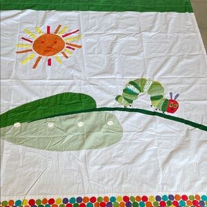RARE Pottery Barn Kids The Very Hungry Caterpillar shower curtain & hooks